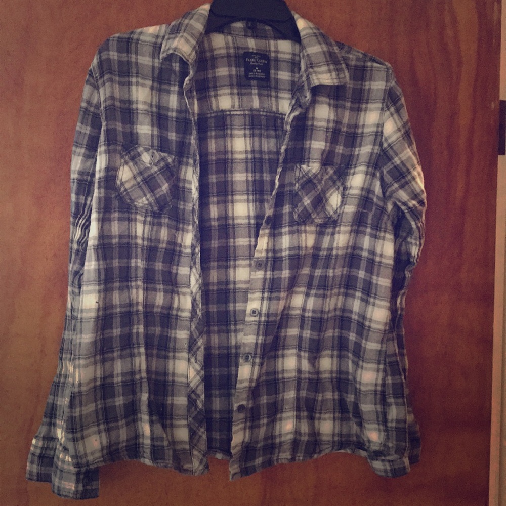 Gray plaid flannel button down over shirt